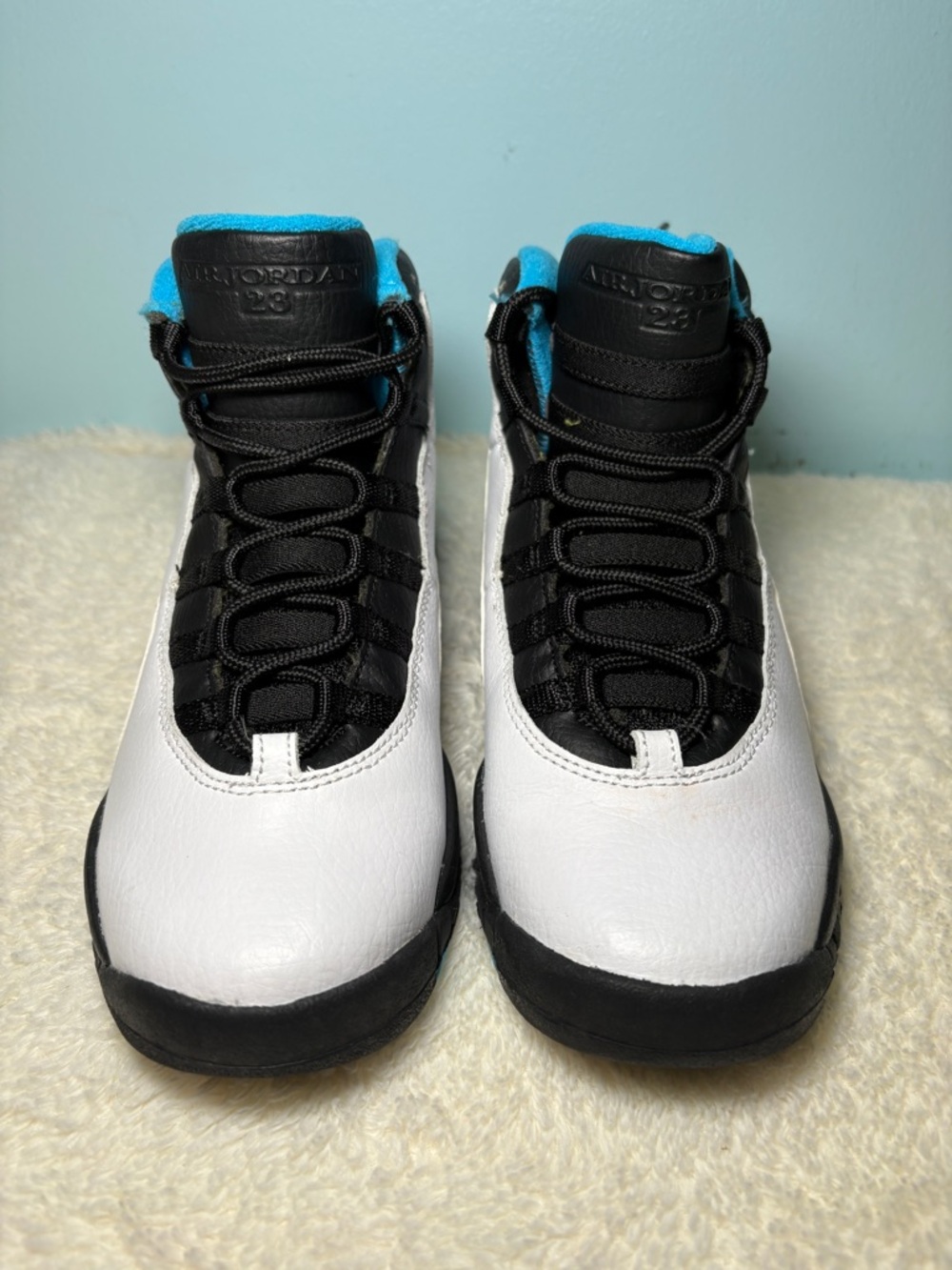 Jordan Kids White, Black & Blue High-Top Sneakers